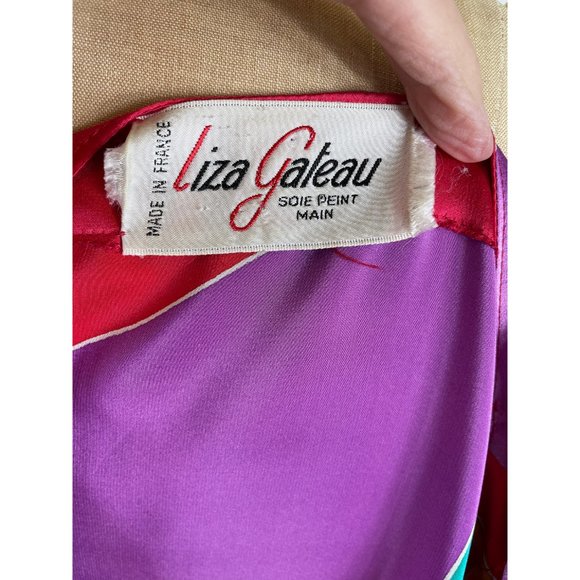 Handpainted silk satin tunic dress abstract jazz singer by Liza Gateau Size L - Picture 8 of 8